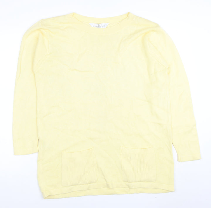 Marks and Spencer Women Yellow Cotton Long Sleeve Tunic Jumper Size 10