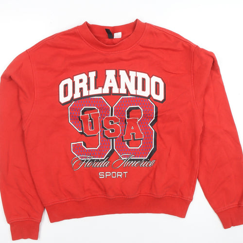 H&M Divided Women's Red Orlando USA 98 Pullover Sweatshirt Size 12