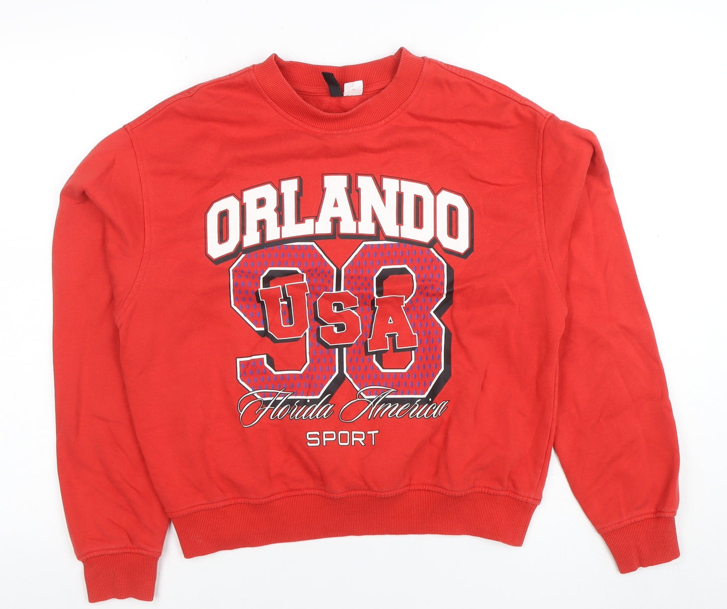 H&M Divided Women's Red Orlando USA 98 Pullover Sweatshirt Size 12