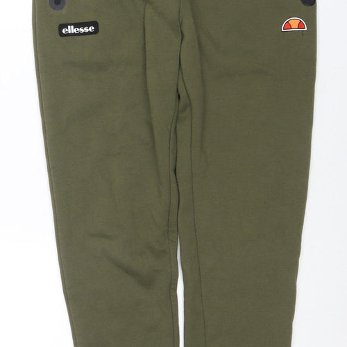 Ellesse Mens Green Jogger Trousers Size S Slim Fit Elastic Waist Zip Pockets
