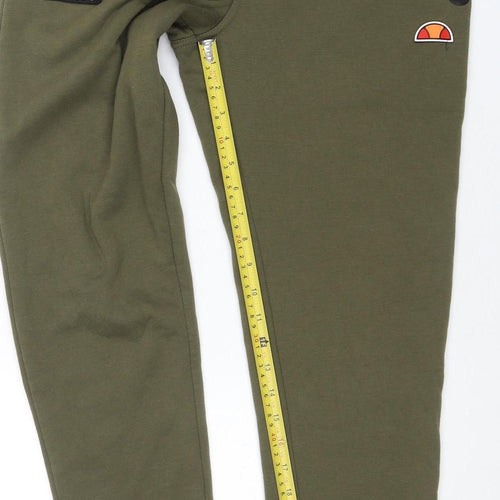 Ellesse Mens Green Jogger Trousers Size S Slim Fit Elastic Waist Zip Pockets