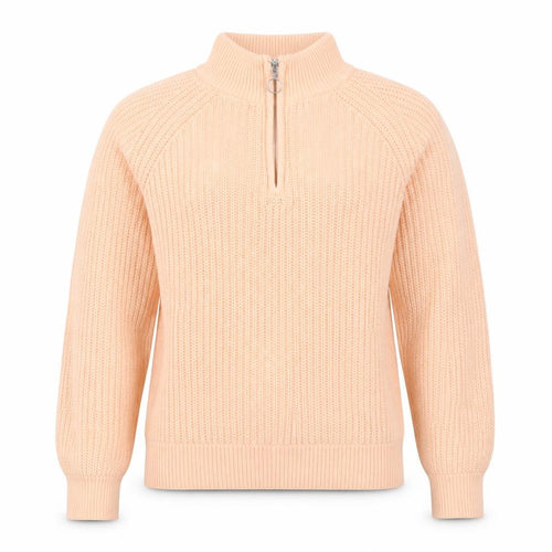 Lands' End Women's Pink Cotton 1/4 Zip High Neck Jumper Size S