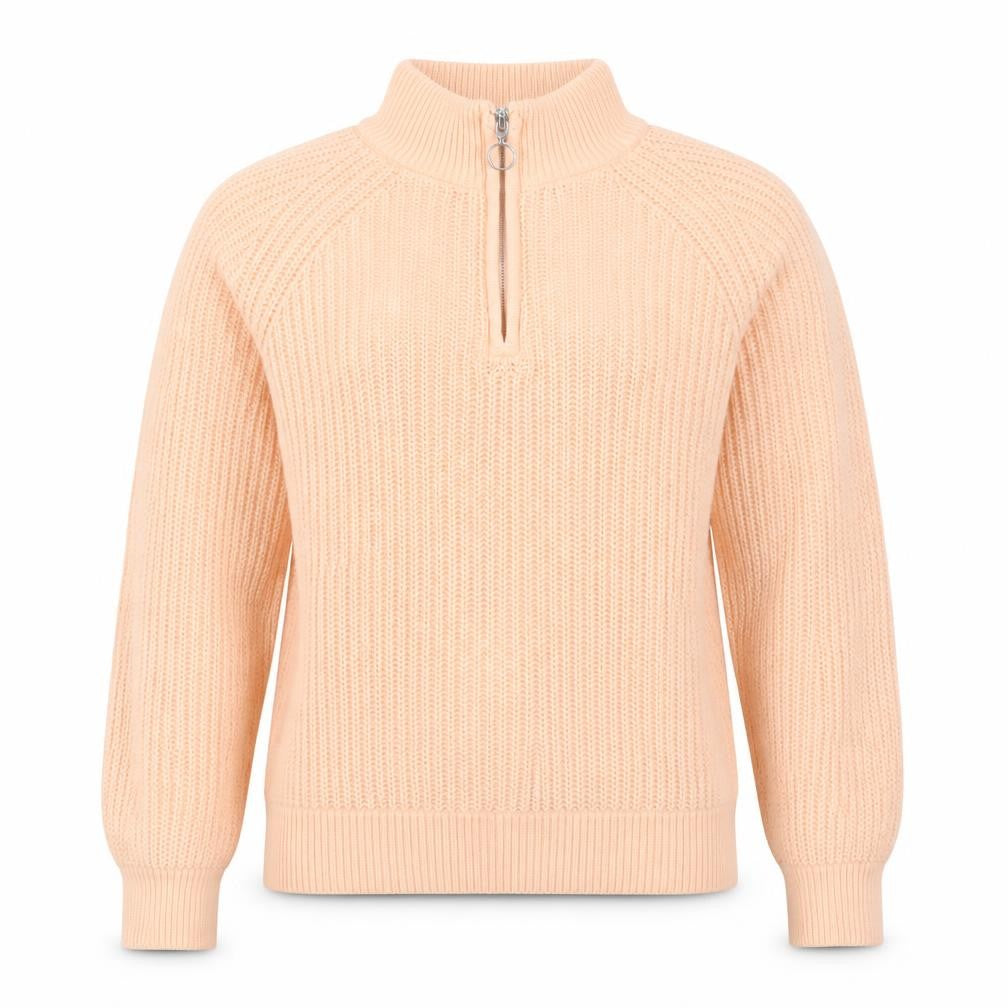 Lands' End Women's Pink Cotton 1/4 Zip High Neck Jumper Size S