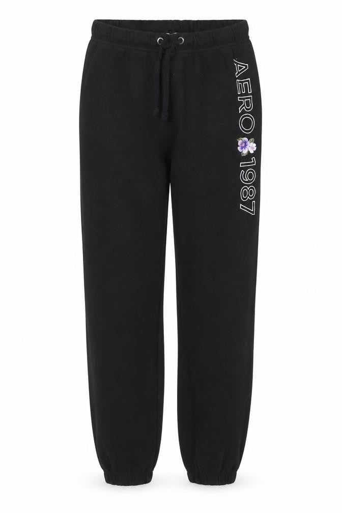 Aéropostale Womens Black Jogger Sweatpants M Drawstring Waist Cotton Blend