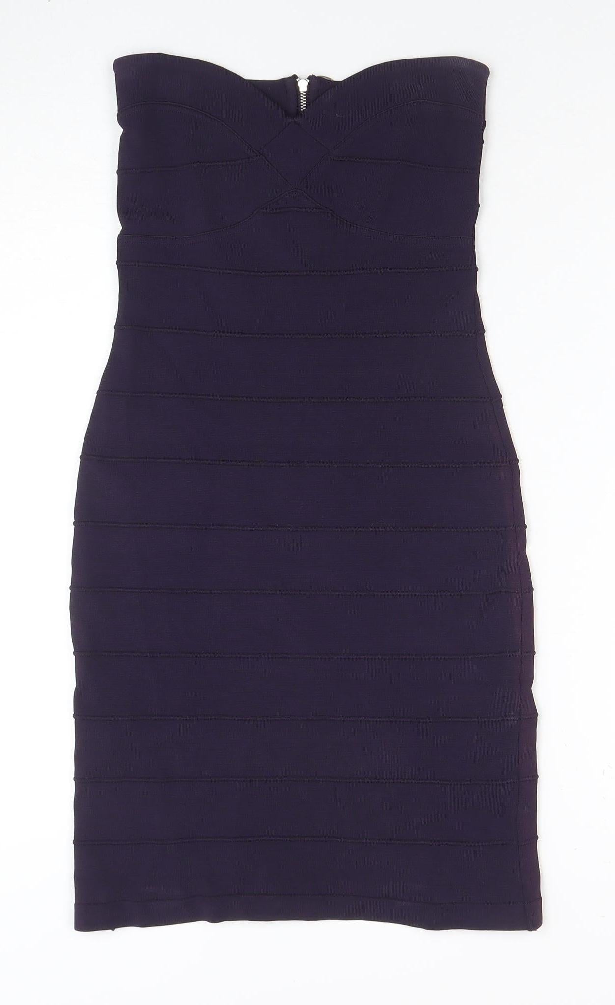 Lipsy London Women's Purple Size 8 Strapless Bodycon Dress