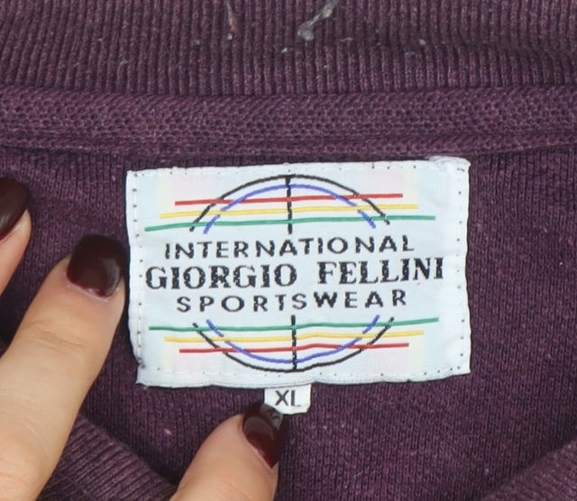 Giorgio Fellini Men's Purple Long Sleeve XL Polo Shirt
