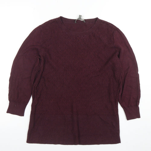 Marks and Spencer Womens Purple Knit Long Sleeve Crew Neck Jumper M