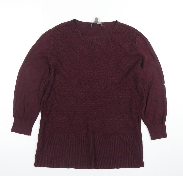 Marks and Spencer Womens Purple Knit Long Sleeve Crew Neck Jumper M