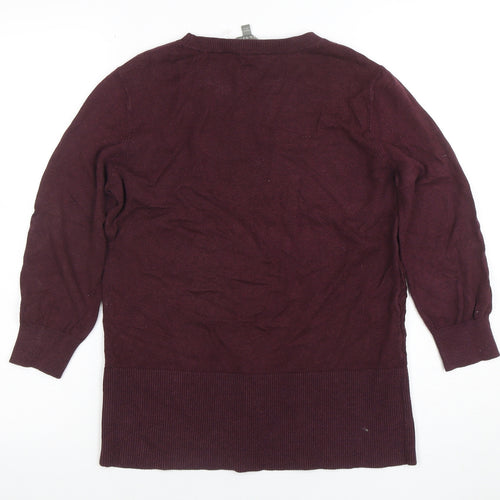 Marks and Spencer Womens Purple Knit Long Sleeve Crew Neck Jumper M