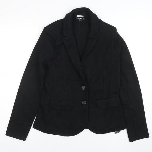 Whistles Women's Black Cotton Two-Button Blazer UK 8 Classic Fit