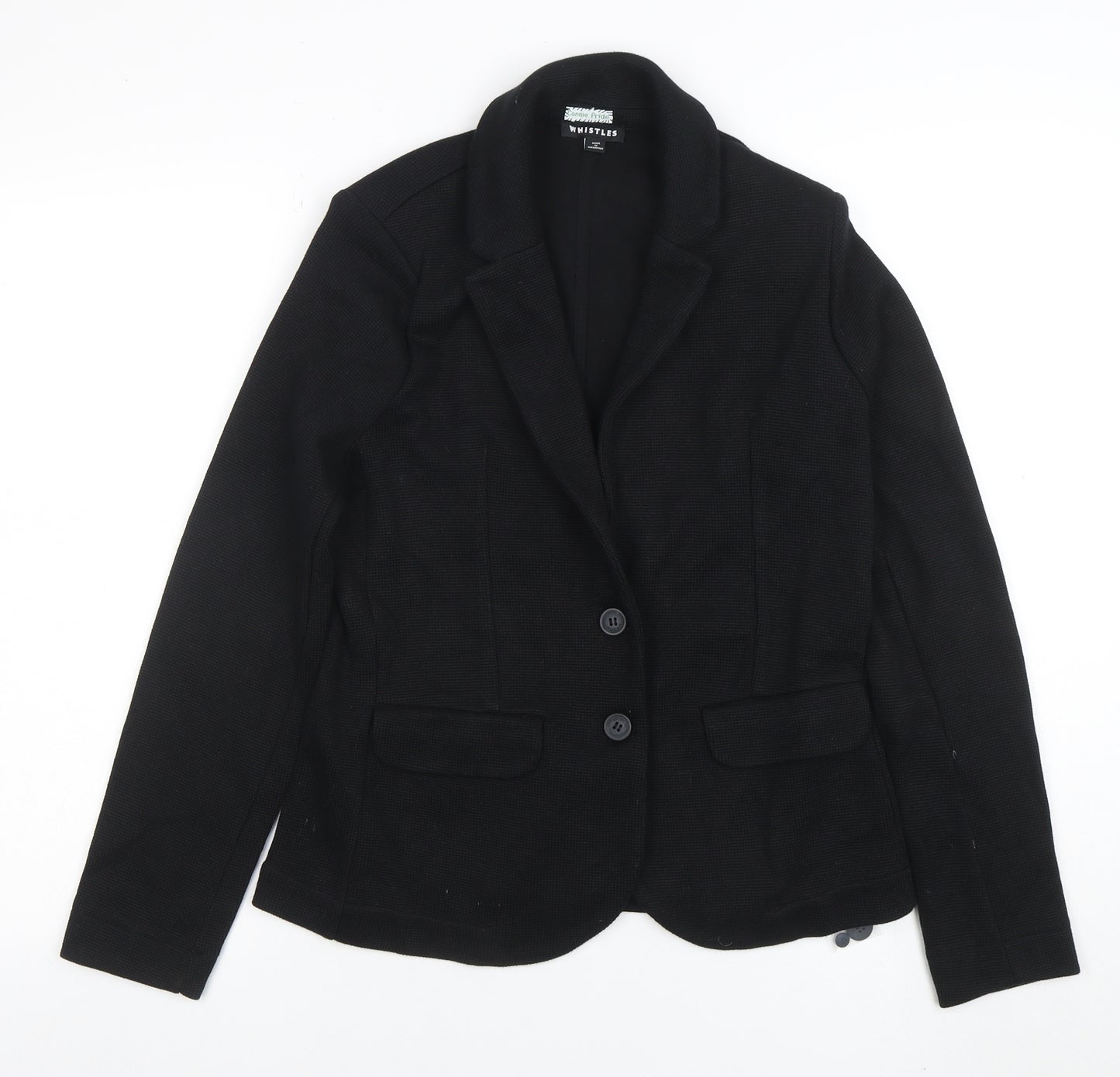 Whistles Women's Black Cotton Two-Button Blazer UK 8 Classic Fit