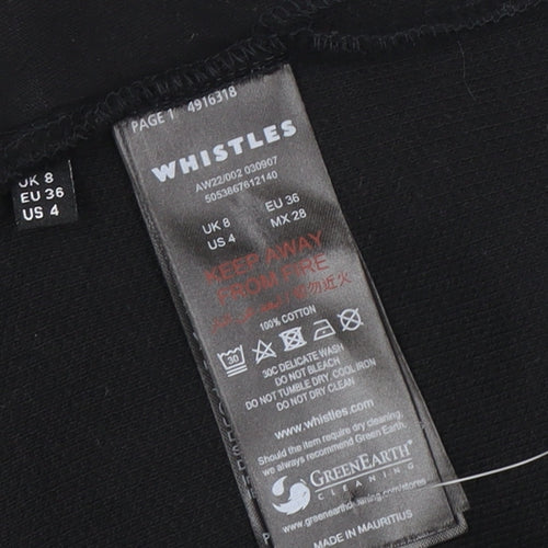 Whistles Women's Black Cotton Two-Button Blazer UK 8 Classic Fit
