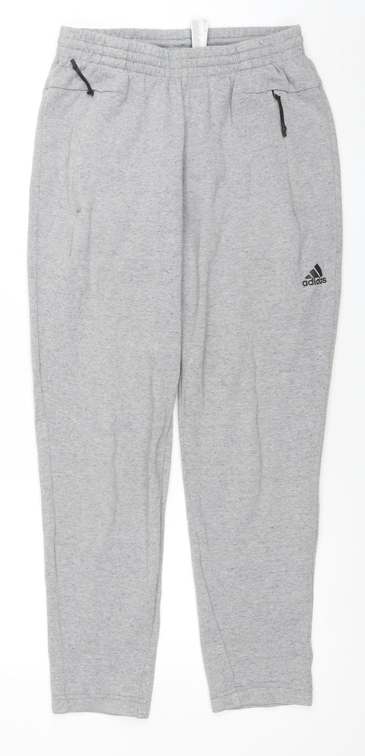 Adidas Mens Grey Sweatpants S Regular Fit Fleece Activewear Trousers