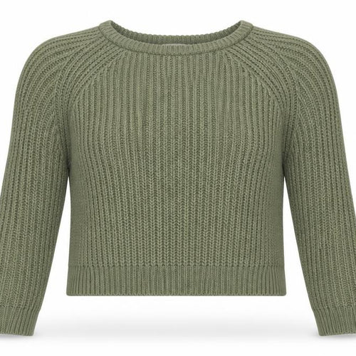 Pull&Bear Women Green Chunky-Knit Crew Neck Jumper Size S