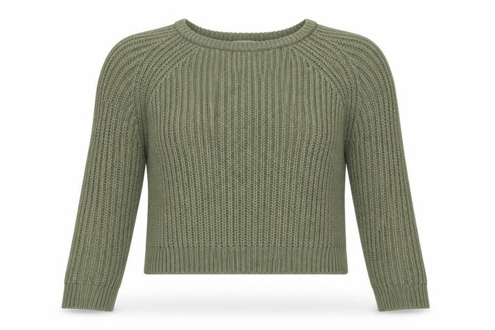 Pull&Bear Women Green Chunky-Knit Crew Neck Jumper Size S