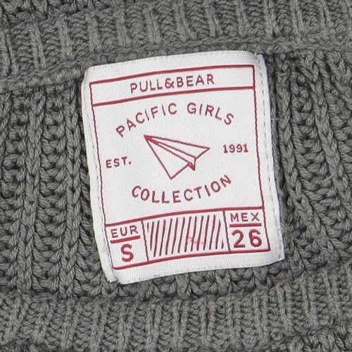 Pull&Bear Women Green Chunky-Knit Crew Neck Jumper Size S