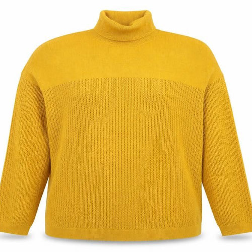 Tu Women’s Yellow Roll Neck Open-Knit Acrylic Jumper Size 20