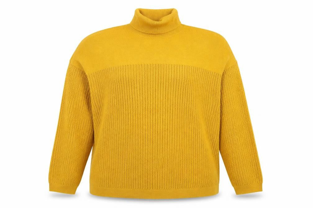 Tu Women’s Yellow Roll Neck Open-Knit Acrylic Jumper Size 20
