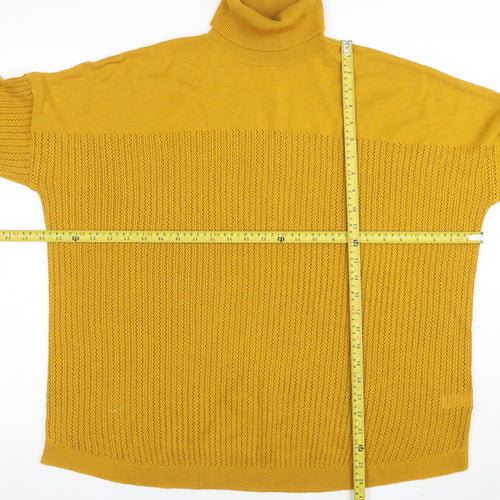 Tu Women’s Yellow Roll Neck Open-Knit Acrylic Jumper Size 20