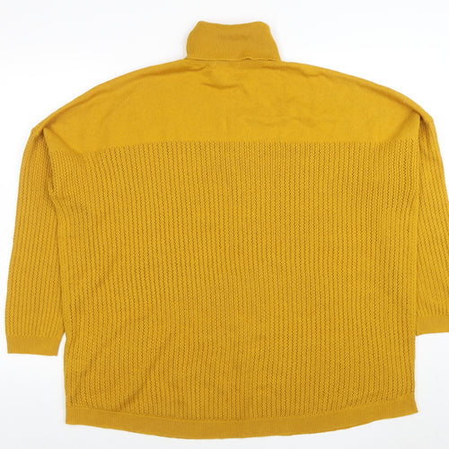 Tu Women’s Yellow Roll Neck Open-Knit Acrylic Jumper Size 20