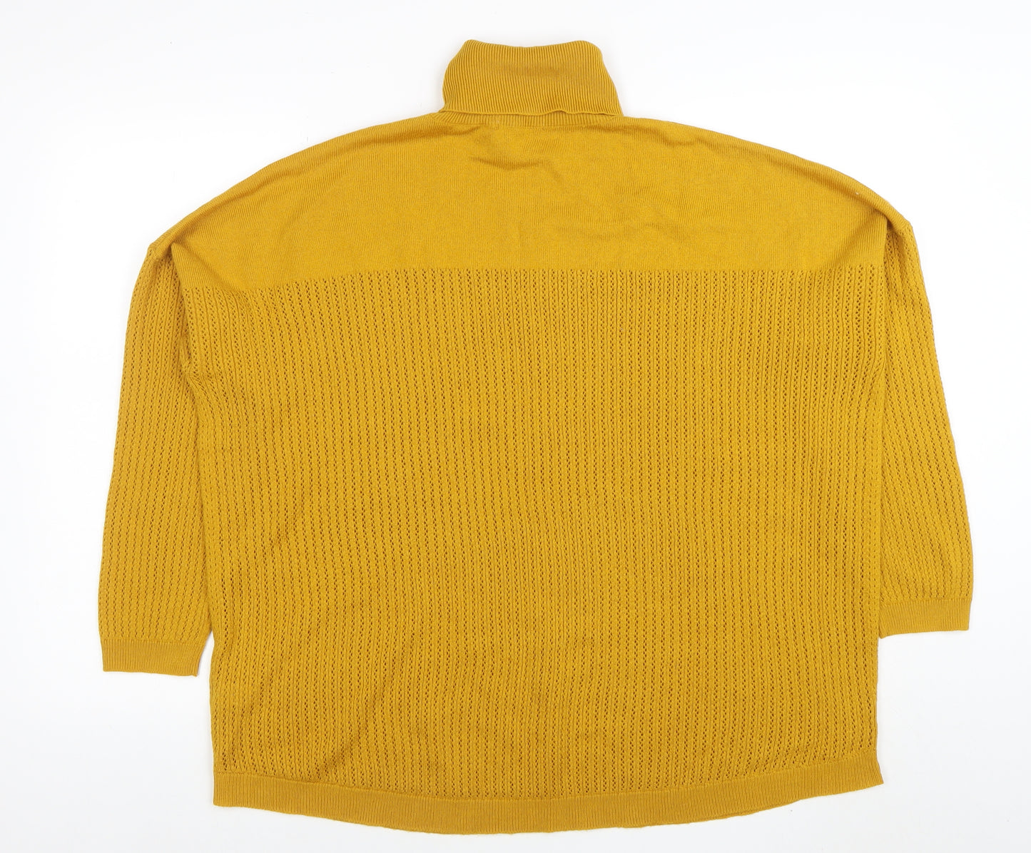Tu Women’s Yellow Roll Neck Open-Knit Acrylic Jumper Size 20