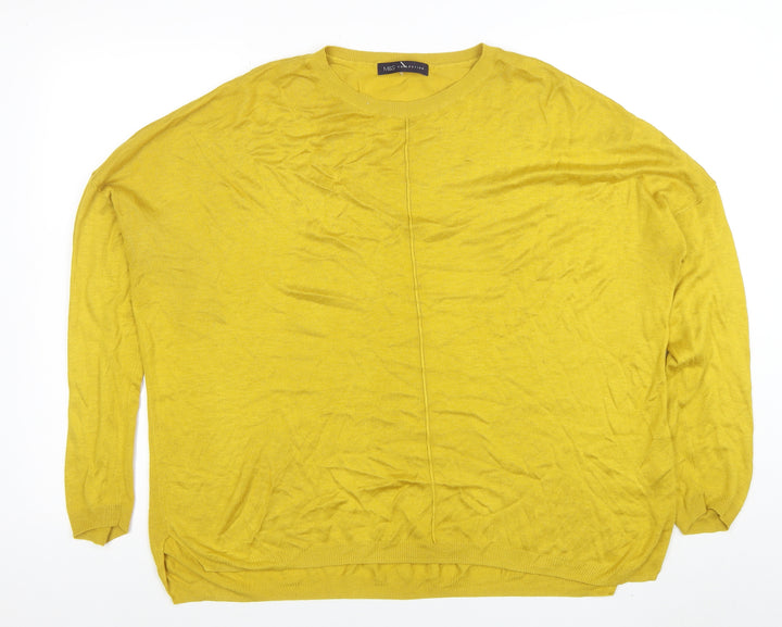 Marks and Spencer Women Yellow XL Relaxed Fit Knit Jumper