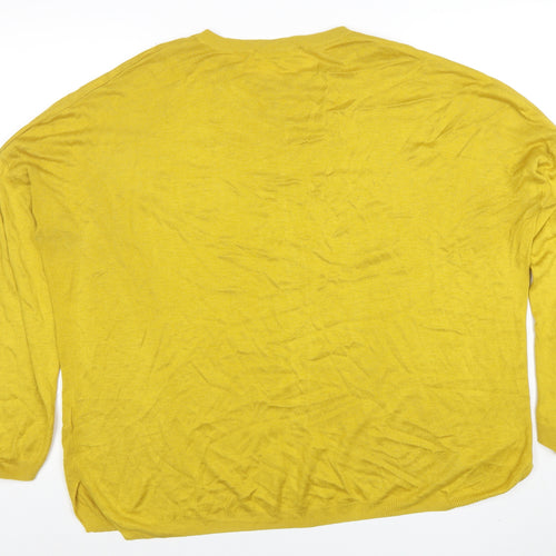 Marks and Spencer Women Yellow XL Relaxed Fit Knit Jumper