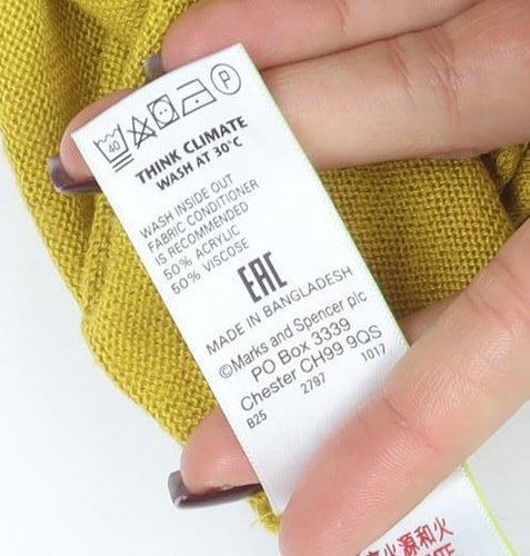 Marks and Spencer Women Yellow XL Relaxed Fit Knit Jumper
