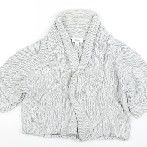 Ann Taylor Loft Women Grey Chunky Knit Open Cardigan XL
