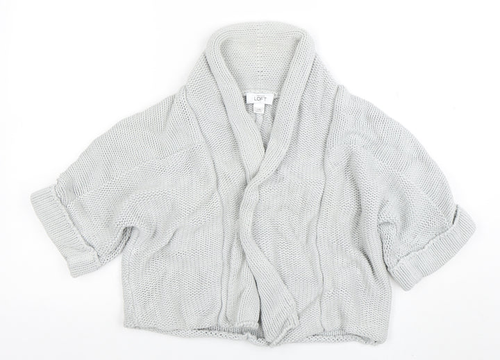 Ann Taylor Loft Women Grey Chunky Knit Open Cardigan XL