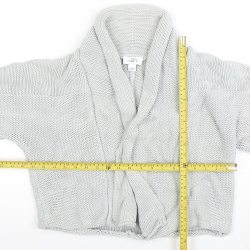 Ann Taylor Loft Women Grey Chunky Knit Open Cardigan XL