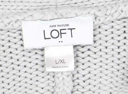 Ann Taylor Loft Women Grey Chunky Knit Open Cardigan XL