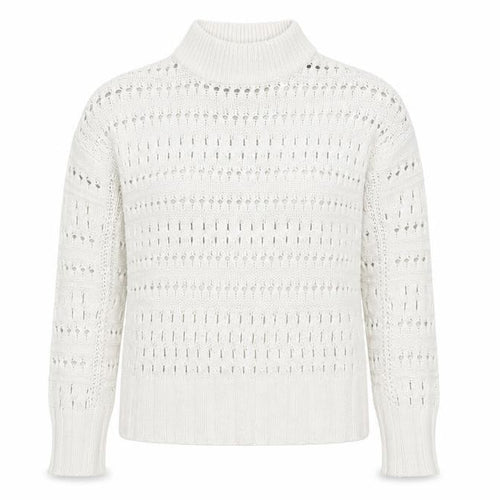 Noisy May Women Ivory High Neck Open Knit Cotton Jumper Size M