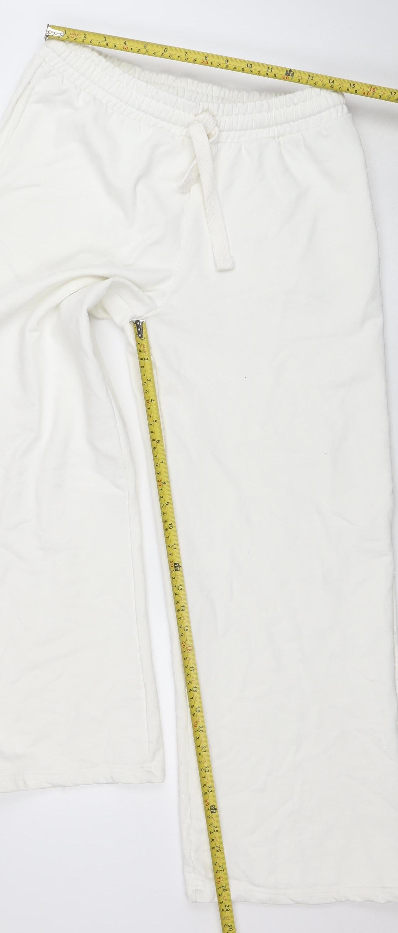 PrettyLittleThing Womens White Regular Fit Jersey Sweatpants M