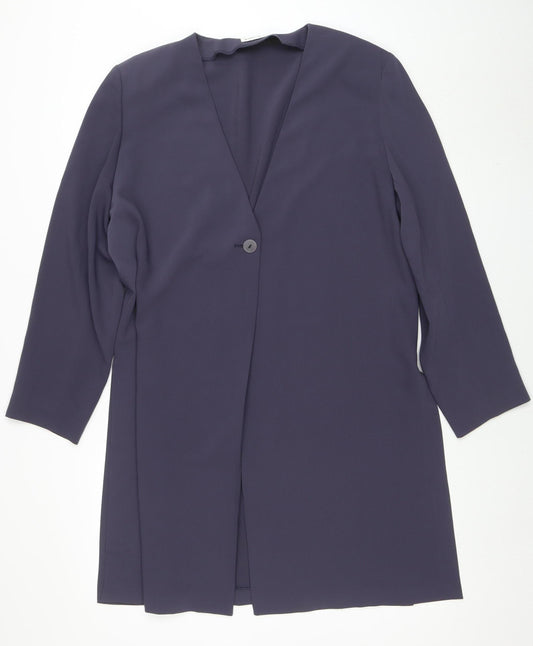 Windsmoor Women's Blue Long Single-Breasted Overcoat Size 18