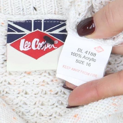 Lee Cooper Women Ivory Size 16 Acrylic Cable-Knit Pullover Jumper