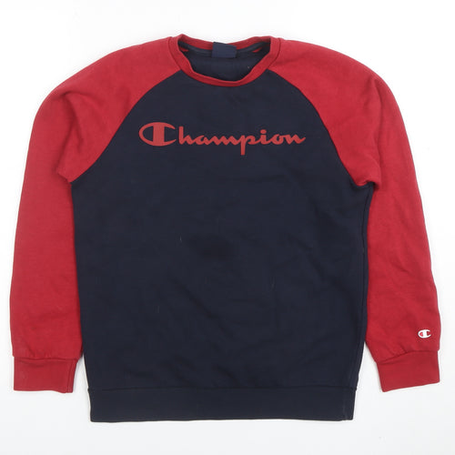 Champion Boys Navy and Red Pullover Sweatshirt Large Logo Print