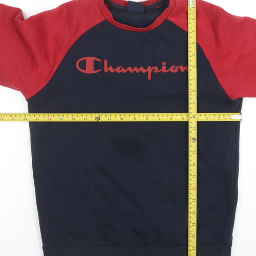 Champion Boys Navy and Red Pullover Sweatshirt Large Logo Print