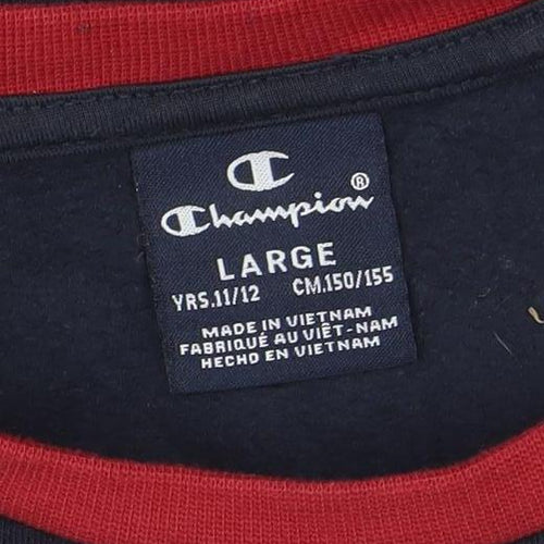 Champion Boys Navy and Red Pullover Sweatshirt Large Logo Print