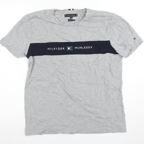 Tommy Hilfiger Men's Grey Organic Cotton Short Sleeve T-Shirt L