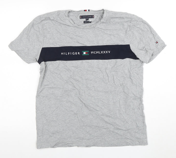 Tommy Hilfiger Men's Grey Organic Cotton Short Sleeve T-Shirt L