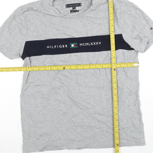 Tommy Hilfiger Men's Grey Organic Cotton Short Sleeve T-Shirt L