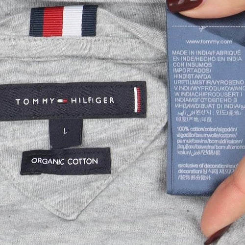 Tommy Hilfiger Men's Grey Organic Cotton Short Sleeve T-Shirt L