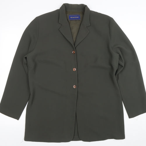 Biaggini Women Olive Green Polyester Blazer Jacket Size 18
