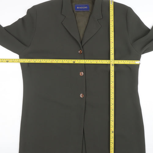 Biaggini Women Olive Green Polyester Blazer Jacket Size 18