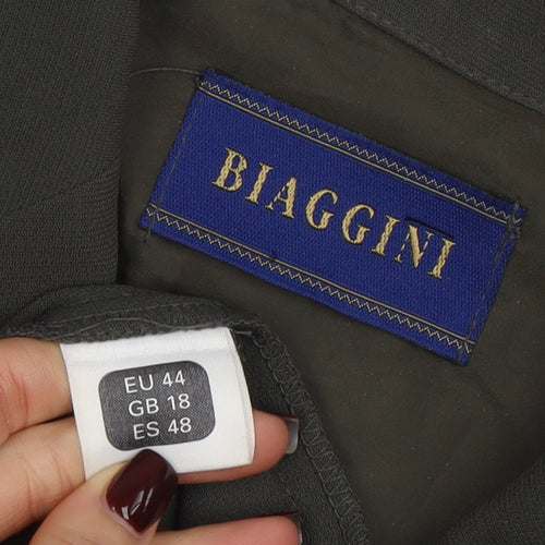 Biaggini Women Olive Green Polyester Blazer Jacket Size 18