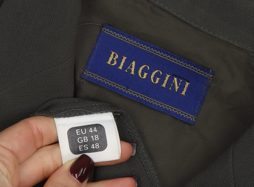 Biaggini Women Olive Green Polyester Blazer Jacket Size 18