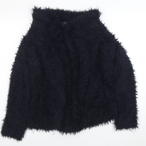 Zara Women's Black Faux Fur Mid-Length Coat Size S