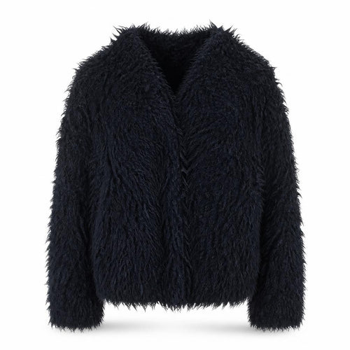 Zara Women's Black Faux Fur Mid-Length Coat Size S