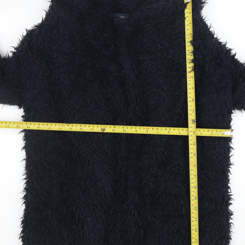 Zara Women's Black Faux Fur Mid-Length Coat Size S